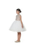 Stand-up Collar Beaded Ivory Tulle Shimmering Flower Girl Dress